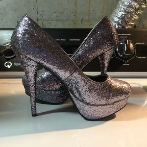 Silver Sparkle Platform High Heels